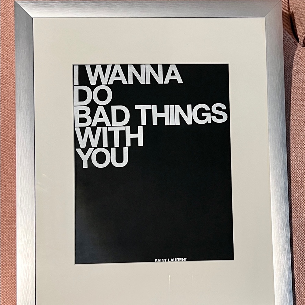 YSL canvas tote bag. Silver frame with white matte.